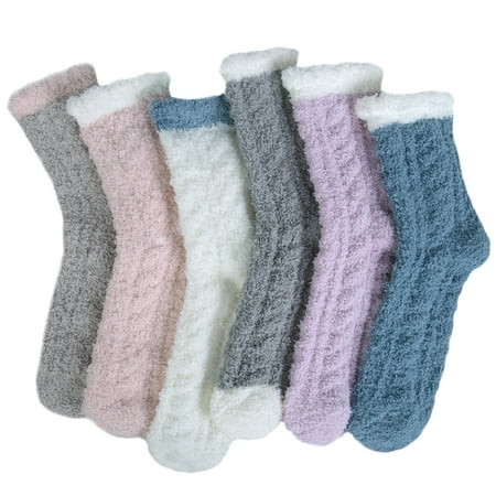 Loritta 6 Pairs Womens Fuzzy Socks Soft Winter Warm Cozy Fluffy Soft Slipper Socks Gifts | Walmart (US)