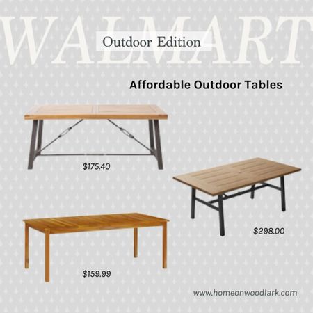 These outdoor tables from Walmart are affordable (under $200!) and go with many styles.  

Walmart outdoor dining table.  Farmhouse table.  Outdoor furniture.  Walmart finds.  

#LTKxWalmart #LTKHome #LTKSeasonal