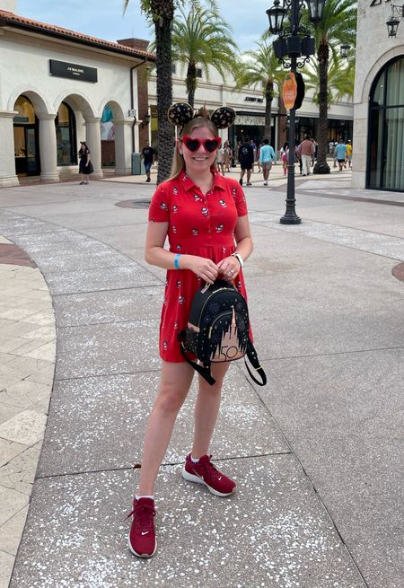Red Mickey Mouse shirt dress with 50th finale ears and bag  

#LTKunder50