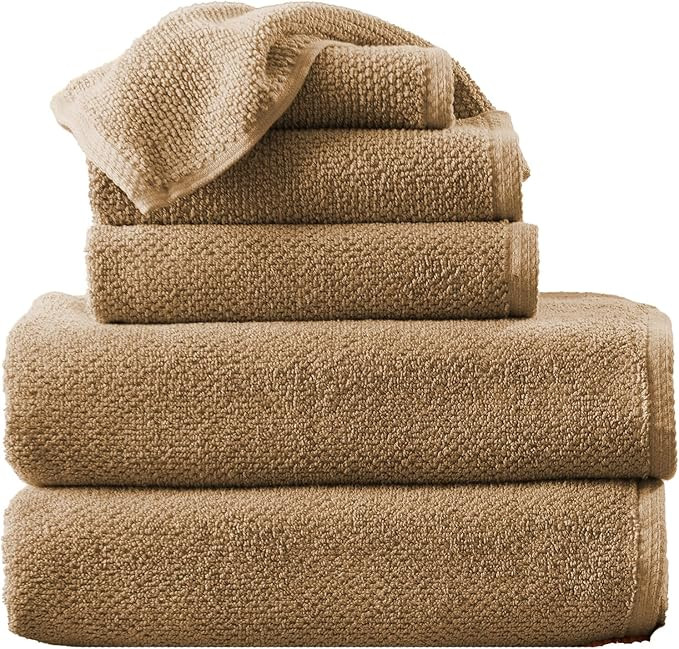 Taupe Bath Towels - 100% Cotton 6 Piece Towel Set - 2 Bath Towels, 2 Hand Towels, 2 Washcloths - ... | Amazon (US)
