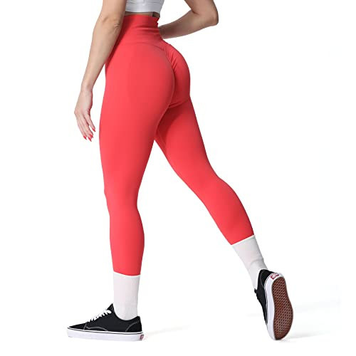 Aoxjox Women's Scrunch Butt Lifting Seamless Leggings Booty High Waisted Workout Yoga Pants (Peach Pink (Thin Scrunch), X-Small) | Amazon (US)