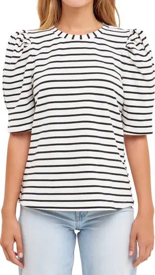 English Factory Stripe Puff Sleeve Top | Nordstrom | Nordstrom