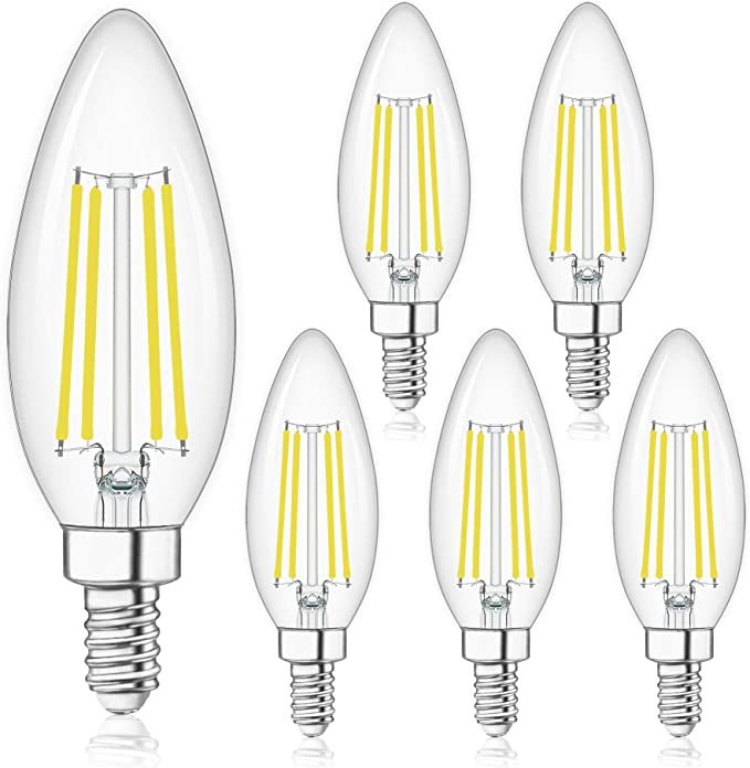 E12 Candelabra LED Bulbs Dimmable 4000K Daylight 60W Equivalent,Type B Light Bulb for Chandelier,... | Amazon (US)