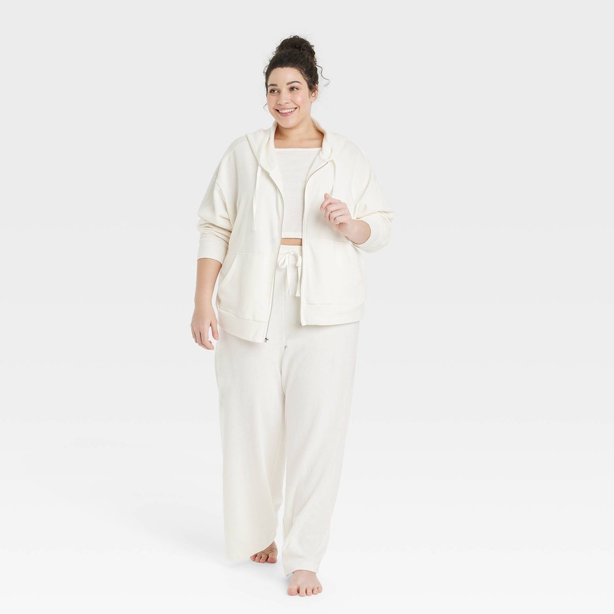 Women's Fleece Zip-Up Hoodie Sweatshirt - Colsie™ White XL | Target