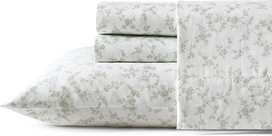 Laura Ashley - Queen Sheet Set, Buttery-Soft Bed Sheets with a Naturally Silky Smooth Cotton Sate... | Amazon (US)