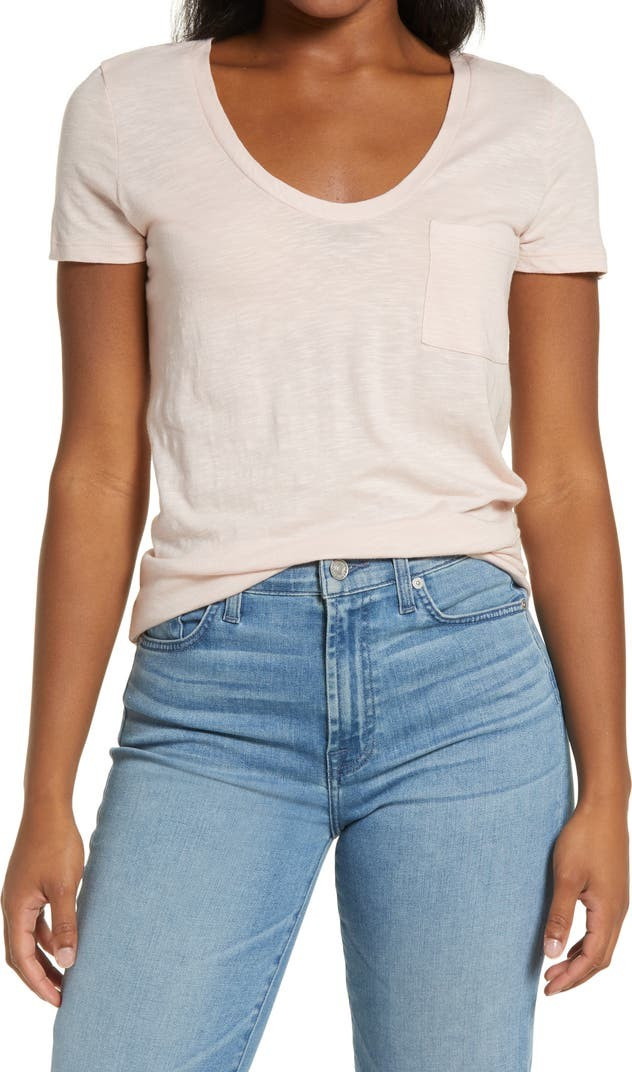 Rounded V-Neck T-Shirt | Nordstrom