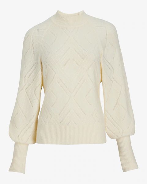 Open Stitch Mock Neck Sweater | Express