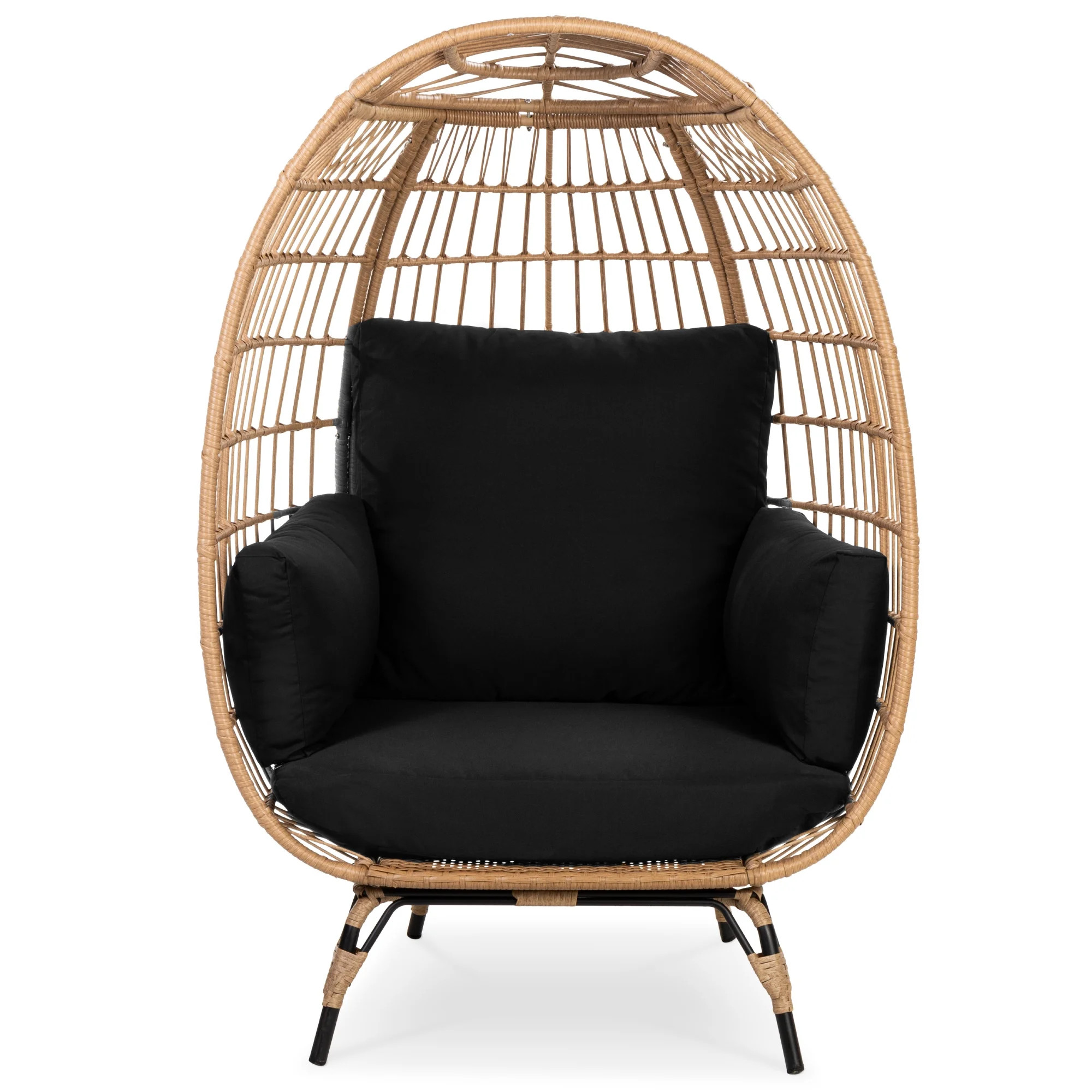 Best Choice Products Wicker Egg Chair Oversized Indoor Outdoor Patio Lounger w/ Steel Frame, 440l... | Walmart (US)