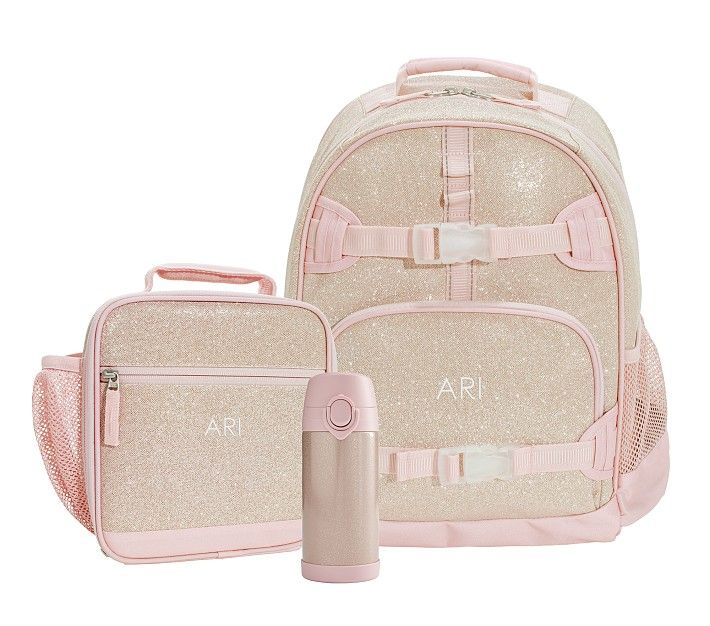 Mackenzie Blush/Gold Glitter Backpack & Lunch Bundle, Set of 3 | Pottery Barn Kids