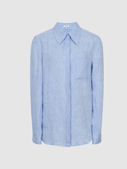 Reiss Blue Campbell Linen Shirt | Reiss US
