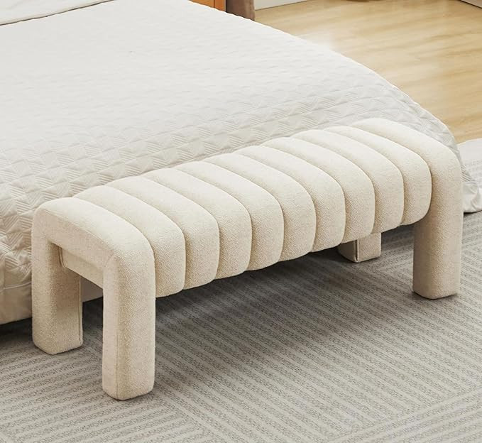 43" Upholstered Bed Bench, Channel Tufted Bench for Entryway, Accent Window Seat for Living Room,... | Amazon (US)