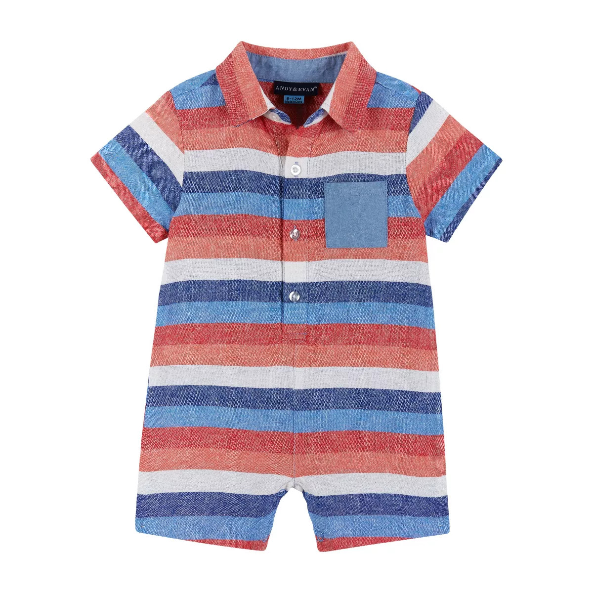 Andy & Evan  Chambray Striped Collared Infant Romper | Target