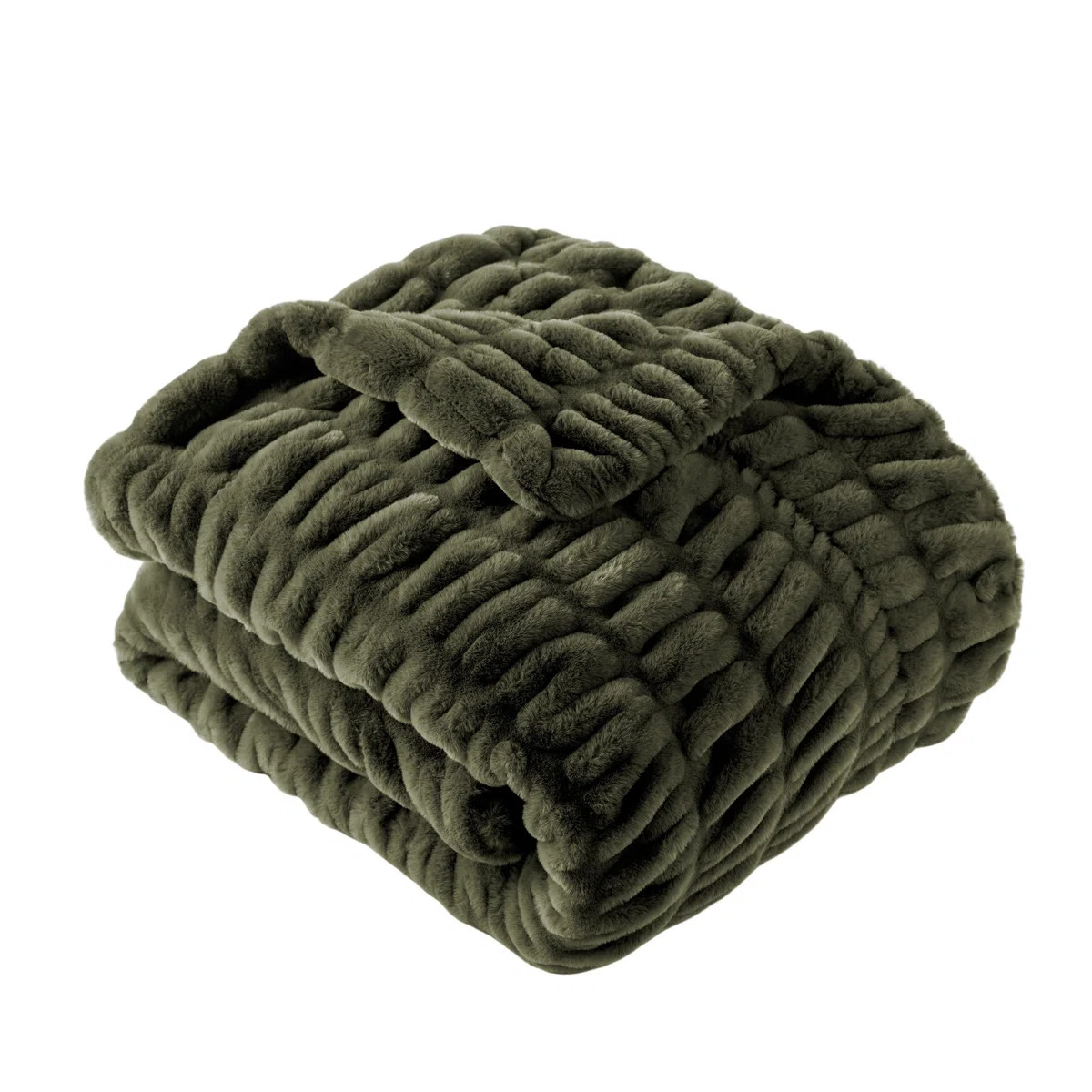 Faux Fur Throw Blanket For Bed, Large Fur Blanket Double Side Ruched Rabbit Fur Blanket For Couch... | Wayfair North America