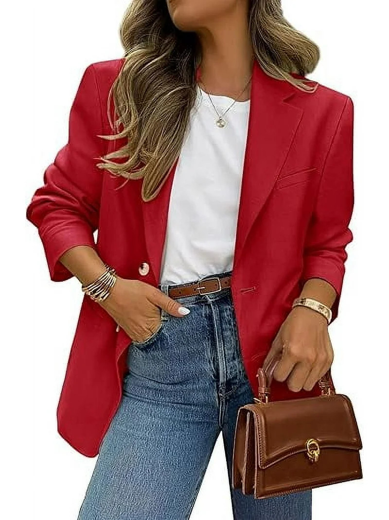 PRETTYGARDEN 2025 Blazers for Women Business Casual Long Sleeve Lapel Open Front Suit Jacket Work... | Walmart (US)