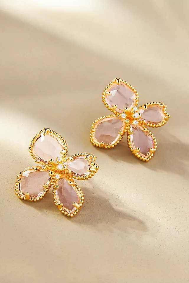 Glassy Floral-Embellished Earrings | Anthropologie (US)