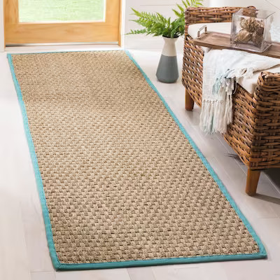 Safavieh 3 x 8 Natural/Teal Indoor Solid Coastal Runner Rug | Lowe's