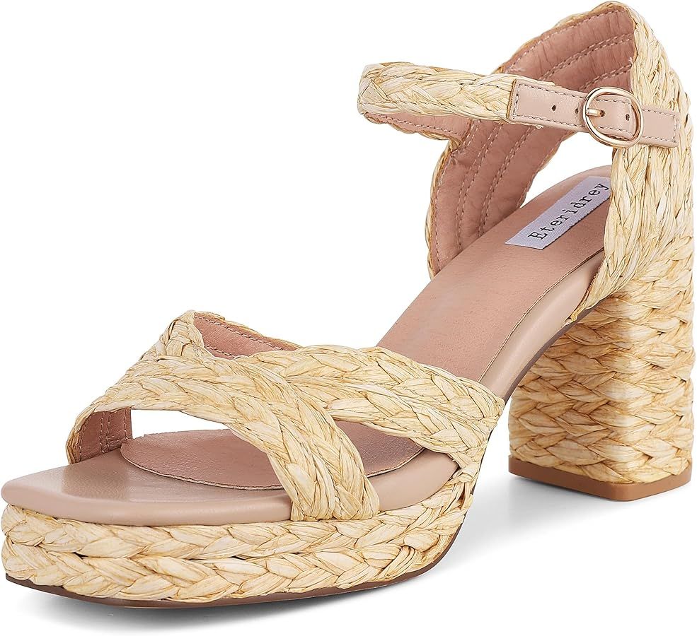 Eteridrey Women’s Espadrilles Platform Sandals Summer Chunky High Heel Sandals Open Toe Buckle ... | Amazon (US)