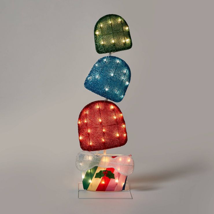 37" Gumdrops in Striped Basket Stake Light Clear Lights with White Wire - Wondershop™ | Target