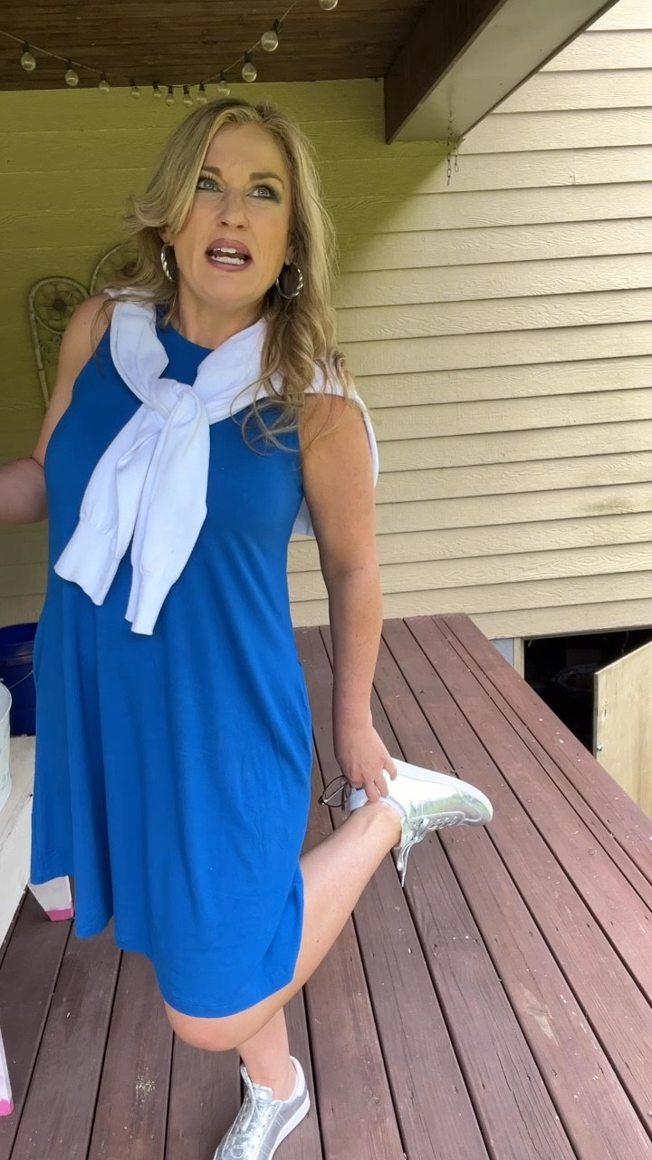 Dress on by sale for $8!  I’m wearing a large for oversized fit. Has pockets.  Metallic sneakers also on sale. 

9-11-25

#LTKFallSale #LTKMidsize #LTKOver40