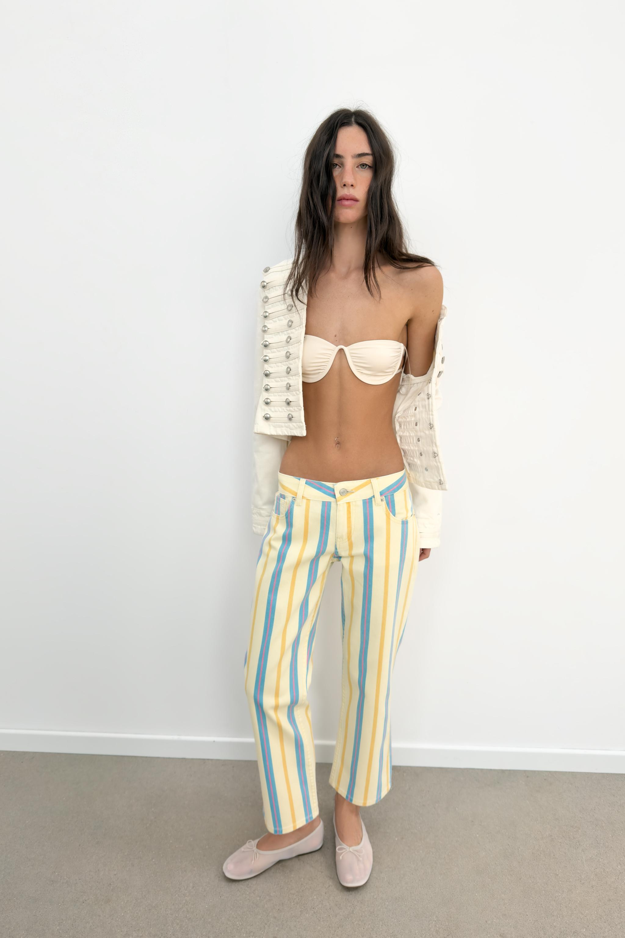 LOW RISE STRIPED STRAIGHT LEG TRF JEANS | Zara US