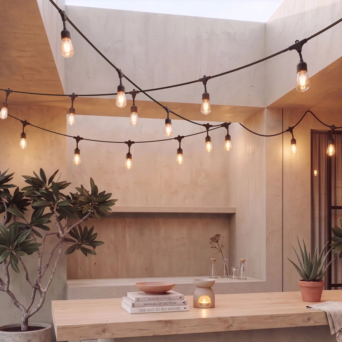 Ambience Pro 27 ft. Solar Outdoor Patio LED String Lights with 12 Warm White S14 Bulbs, 15 Hangin... | Wayfair North America