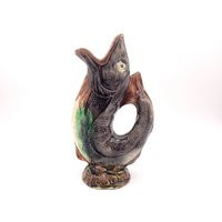 Majolica Pitcher, Gurgle Fish Pitcher 1800S Antique, French, Hand-Painted, Barbotine, Onnaing Style 19Th Century Ceramic Gurgling Jug | Etsy (US)