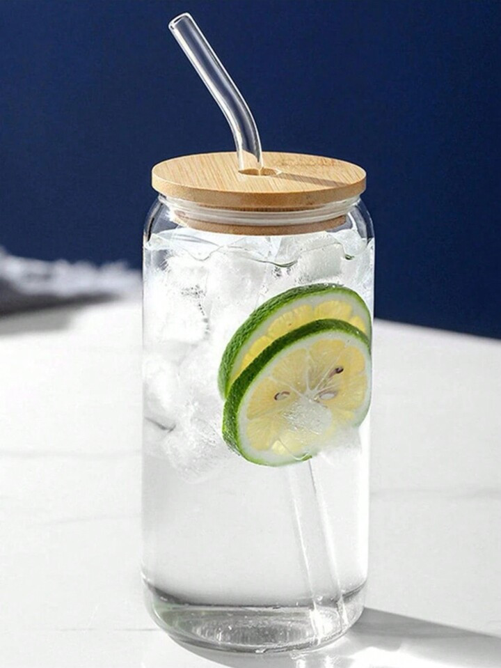 1 Peça Garrafa De Palha Transparente De 550ml Ou 400ml, Xícara De Café De Vidro Moderna Para Casa, Escritório, Suprimentos Escolares | SHEIN