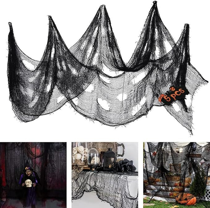 5Pcs Halloween Creepy Cloth 30×71inch,Scary Gauze Doorways Spooky Giant Tapestry for Halloween P... | Amazon (US)