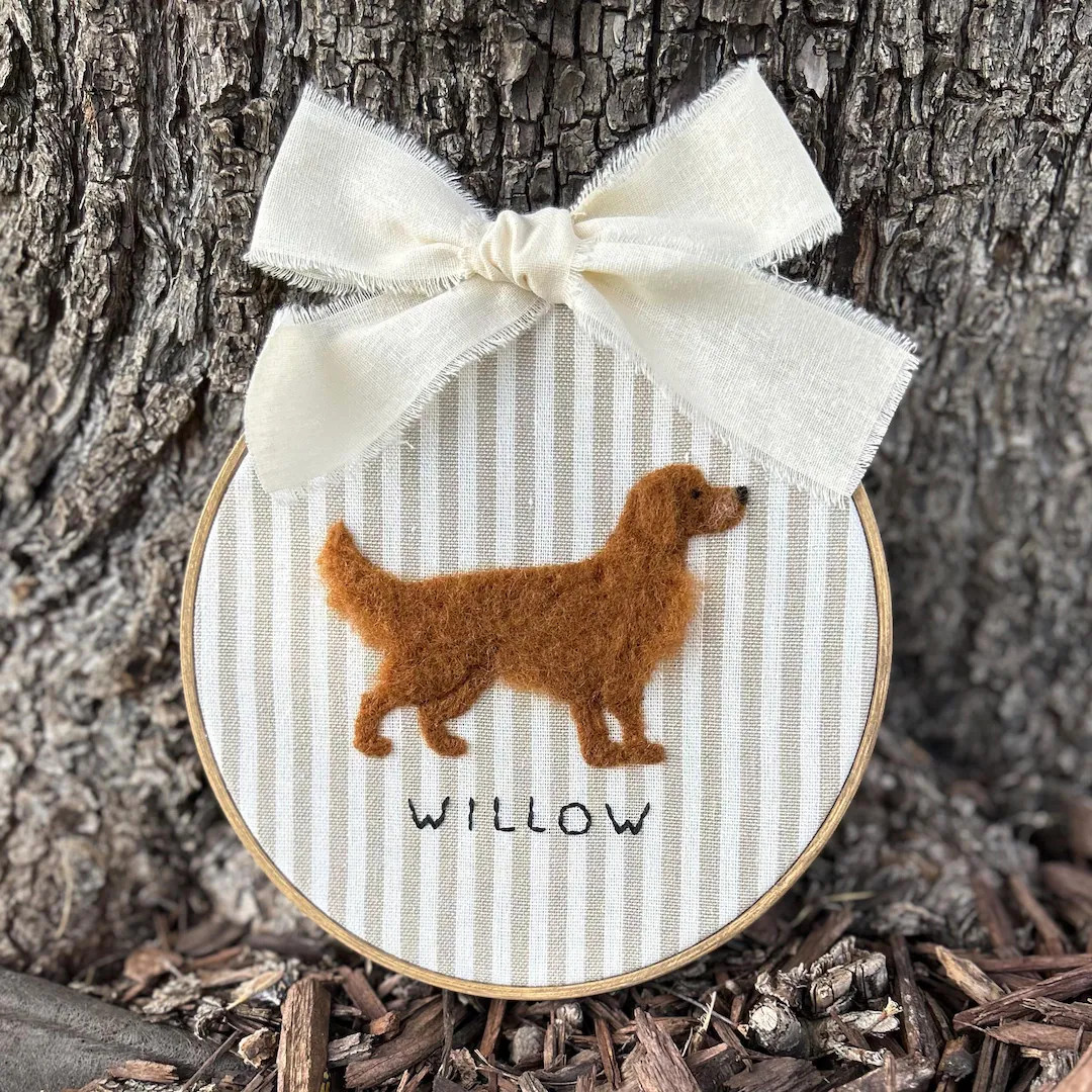 Needle Felted Dog Embroidered Name Hoop Labrador Retriever Memorial Rainbow Bridge Personalized E... | Etsy (US)
