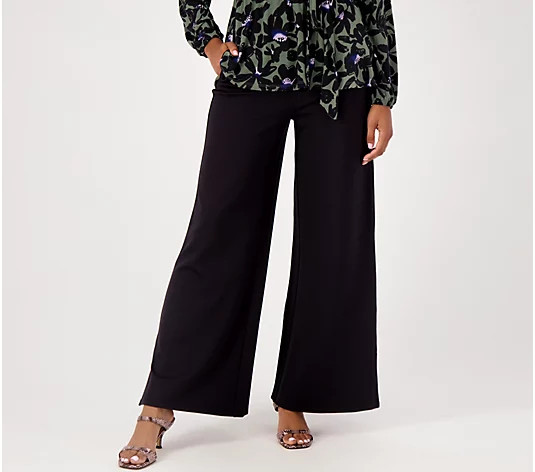 Girl With Curves Petite Ponte Wide Leg Pant - QVC.com | QVC