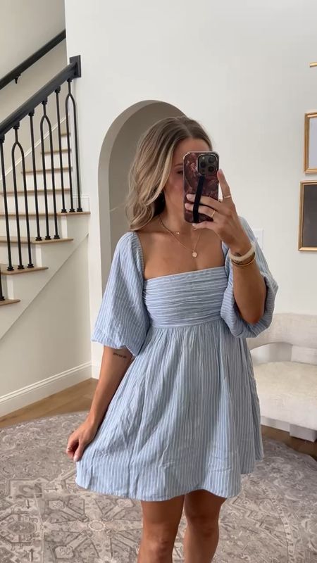 Still obsessing over this dress! 🩵 Would be such a cute option for Easter. 🐣 

Wearing in an xs here. 🤩 Comes in a few different patterns! And I love the puff sleeve details for a fancier look! 

#LTKstyletip #LTKVideo #LTKSeasonal