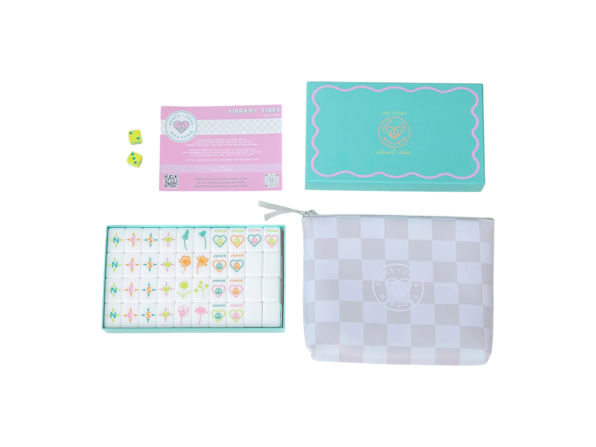 OG Mahj Tiles & Pouch - Vibrant Vibes | Peace Love Mahjong