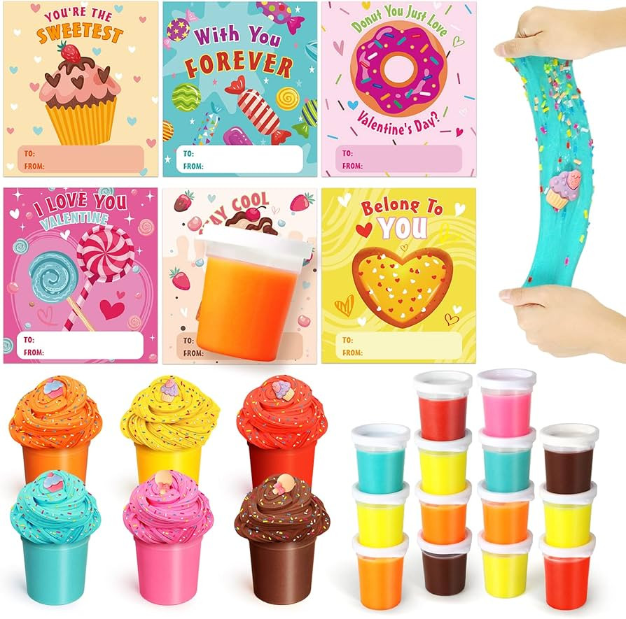OCHIDO 30Pcs Valentines Day Cards for Kids with Butter Slime Kits,Kids Valentine Cards Exchange,S... | Amazon (US)