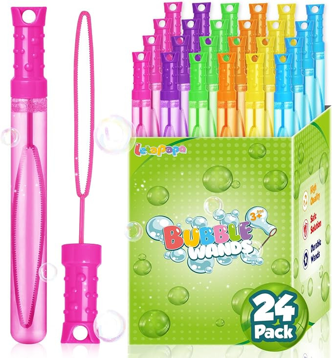 Bubble Wand, 24 Pcs Bubble Wands Bulk in 6 Colors, Bubble Party Favors for Kids, Summer Toys, Ind... | Amazon (US)