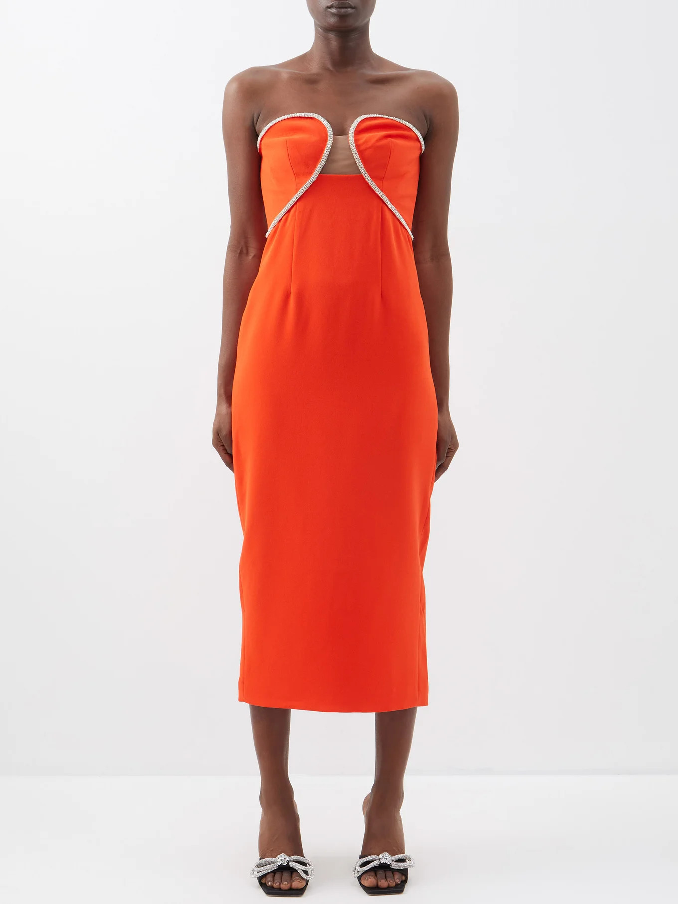 Crystal-embellished bandeau crepe midi dress | Matches (US)