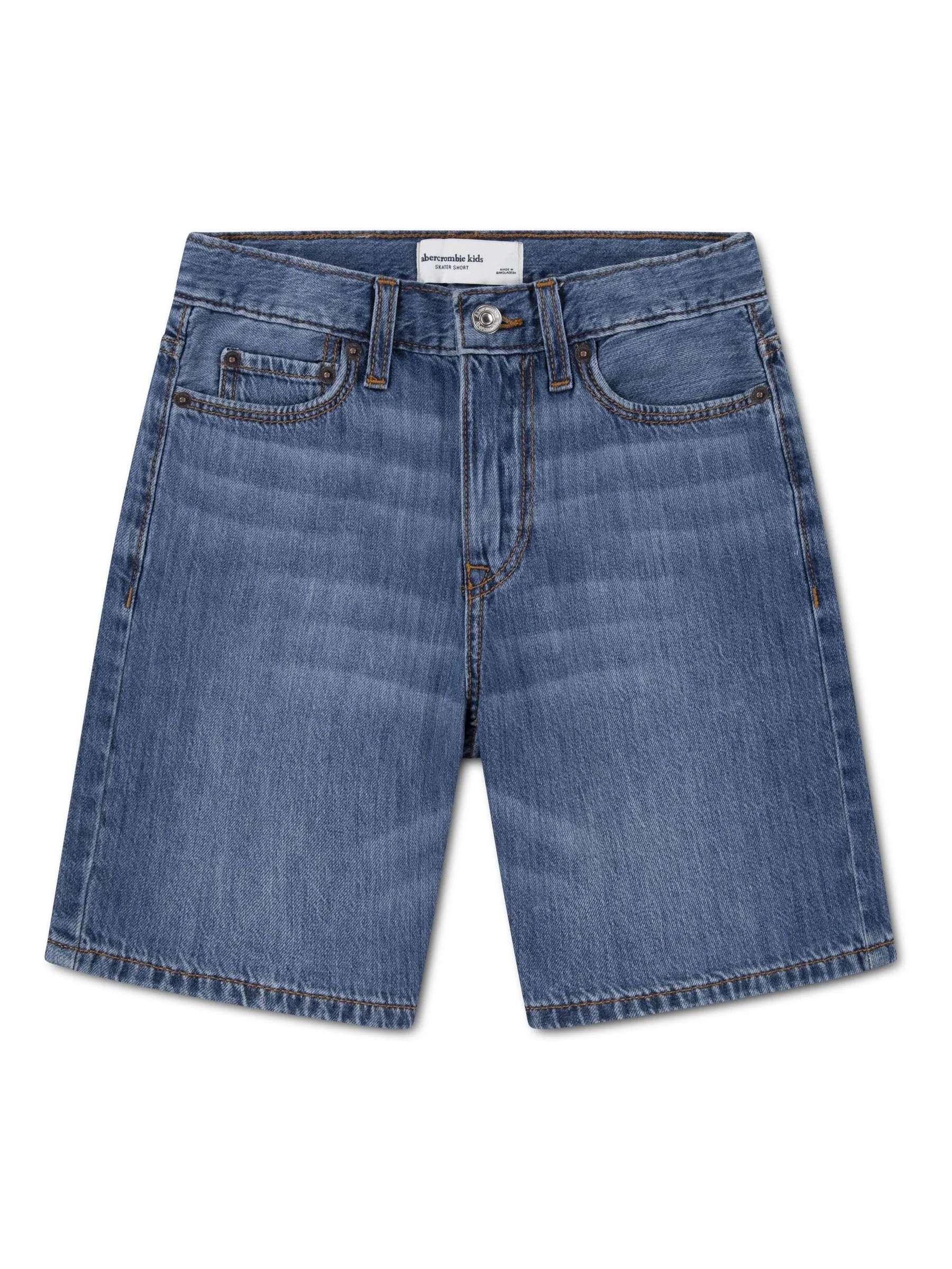 Abercrombie & Fitch Abercrombie & Fitch Light Blue Baggy Denim Jort Shorts | Next US