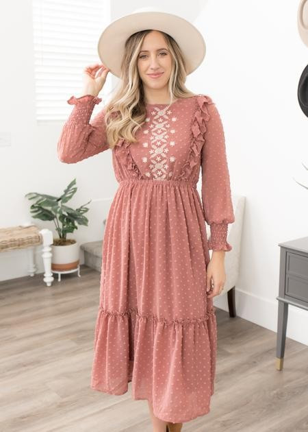 Makenzie Mauve Swiss Dot Dress | My Sister's Closet Boutique
