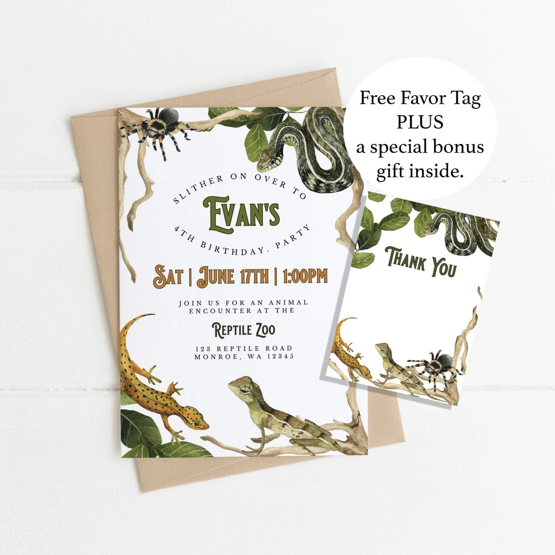 Reptile Birthday Invitation Reptile Party Invitation Tarantula Spider Snake Birthday Reptile Birt... | Etsy (CAD)