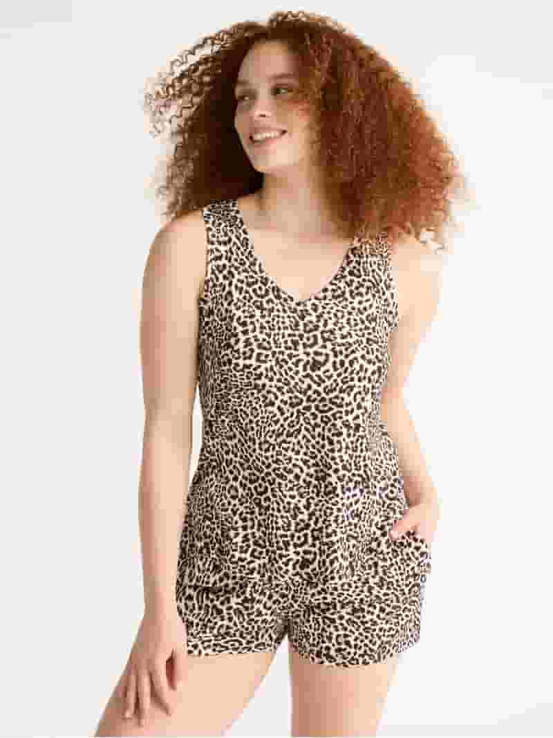 Joyspun Women's Printed Tank Top and Shorts Pajama Set, 2-Piece, Sizes S/M-2X/3X | Walmart (US)