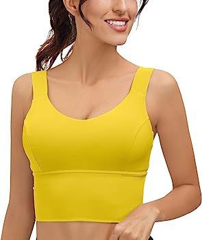 Longline Sports Bras for Women, V-Neck High Support Built-in Sports Bras for Fitness Workout Spor... | Amazon (US)