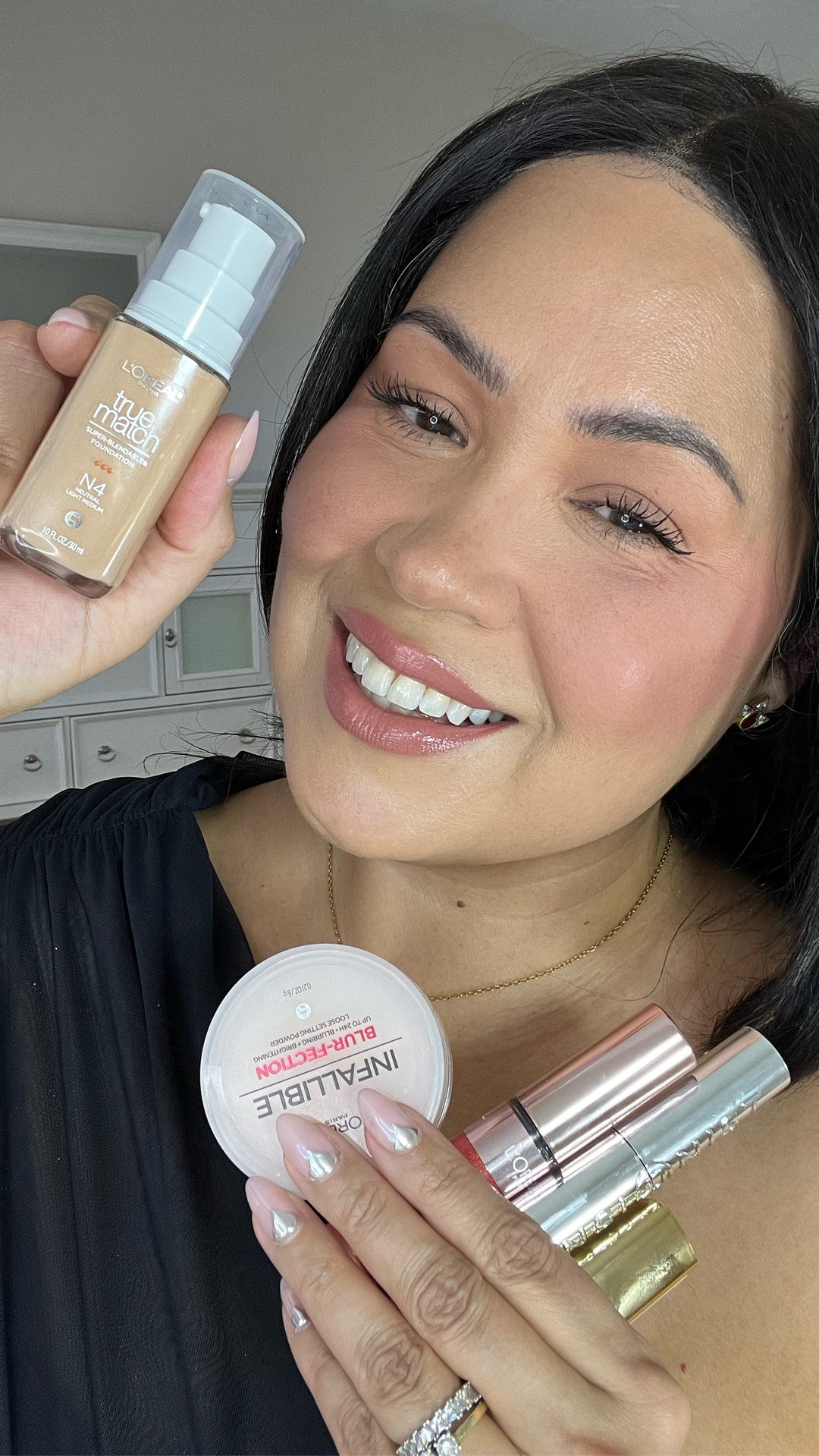 The L'Oreal True Match Super Blendable
Foundation is suitable for all mature skin
types. Super bendable and super gorgeous
on mature skin!
Wearing Shade N4.
Also wearing:
Lumi Le Liquid Blush shade 625 Glow Gold
Pink
Infallible Blur-fection Loose Setting Powder
shade 10 Pink Light
Extensionist Mascara in Blackest Black
Colour Riche Lip Liner and Lipstick in 601
Worth It
#LOrealParisPartner #Makeup @lorealparis

#LTKOver40 #LTKBeauty #LTKFindsUnder50