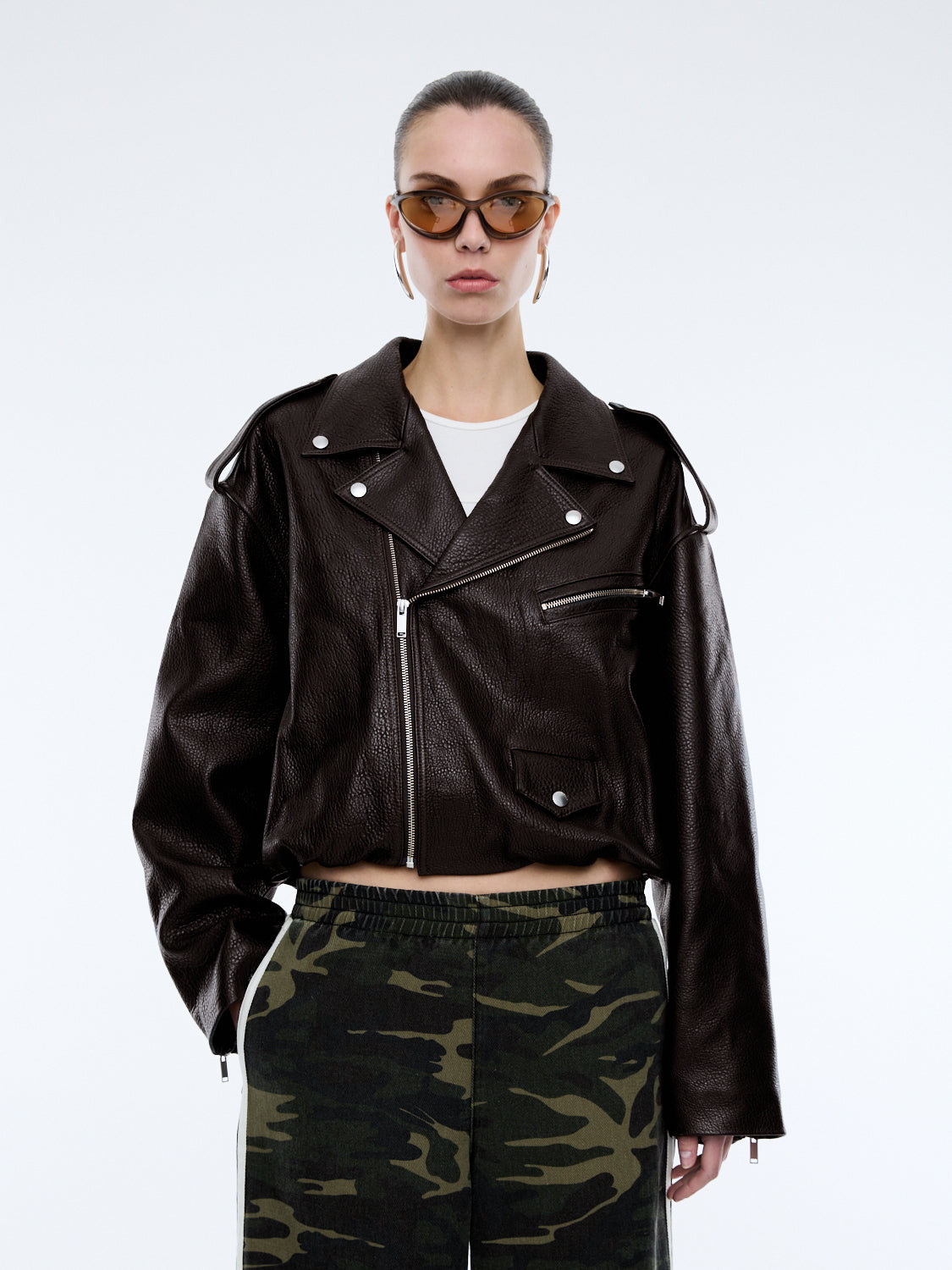 ENA LEATHER BOMBER BIKER JACKET | Ena Pelly