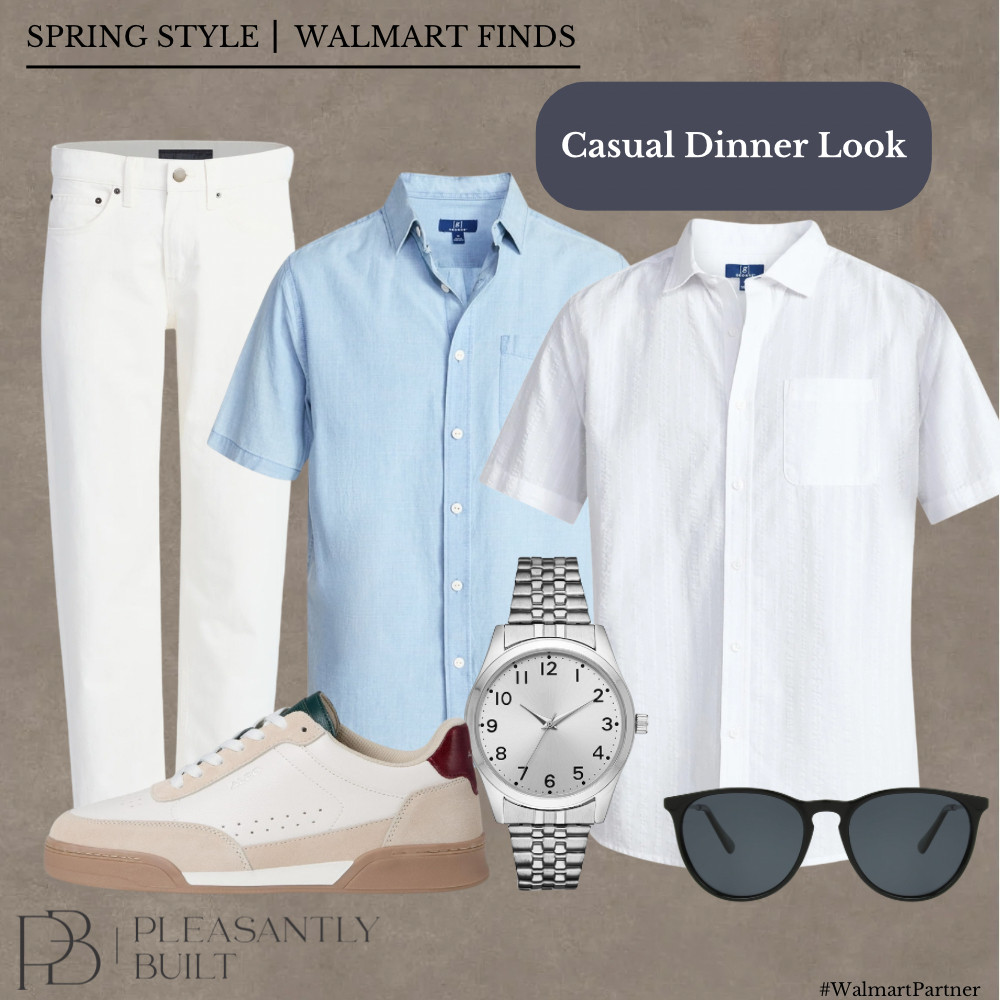 Casual dinner plans, but make it polished 👌🏽 These Walmart finds pull together the perfect laid-back look—think lightweight pants, short-sleeve chambray and poplin shirts, clean sneakers, and the right accessories to finish it off.

#LTKmens #WalmartFashion #MensStyle #CasualDinnerLook #EverydayStyle #MensOutfits #AffordableFashion #WalmartFinds #SmartCasualStyle #MenswearEssentials #SummerStyleMen #StyleOnABudget #MensAccessories #SneakerStyle #WatchStyle #pleasantlybuilt 

 #LTKWorkwear #LTKTravel #LTKMens