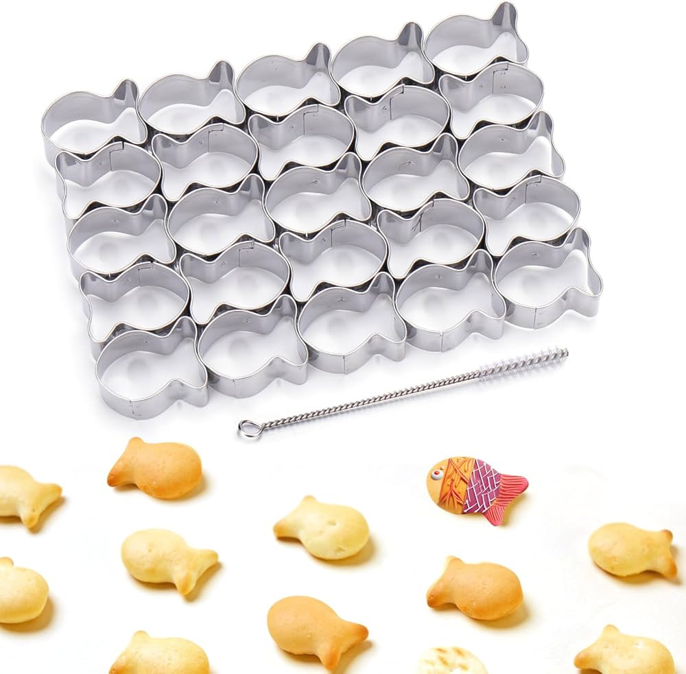 AIERSA Gold Fish Cracker Cutter,25 Cavity Fish Cookie Cutter,Mini Gold Fish Shapes Molds for Cook... | Amazon (US)