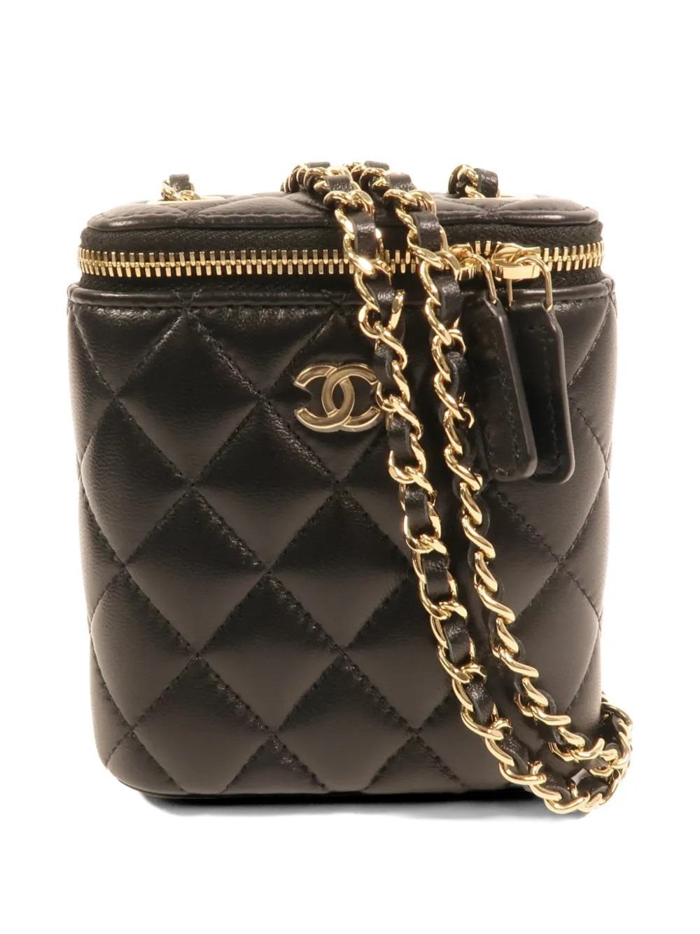 CHANEL Pre-Owned mini Vanity Case diamond-quilted cross body bag - Black | Farfetch Global