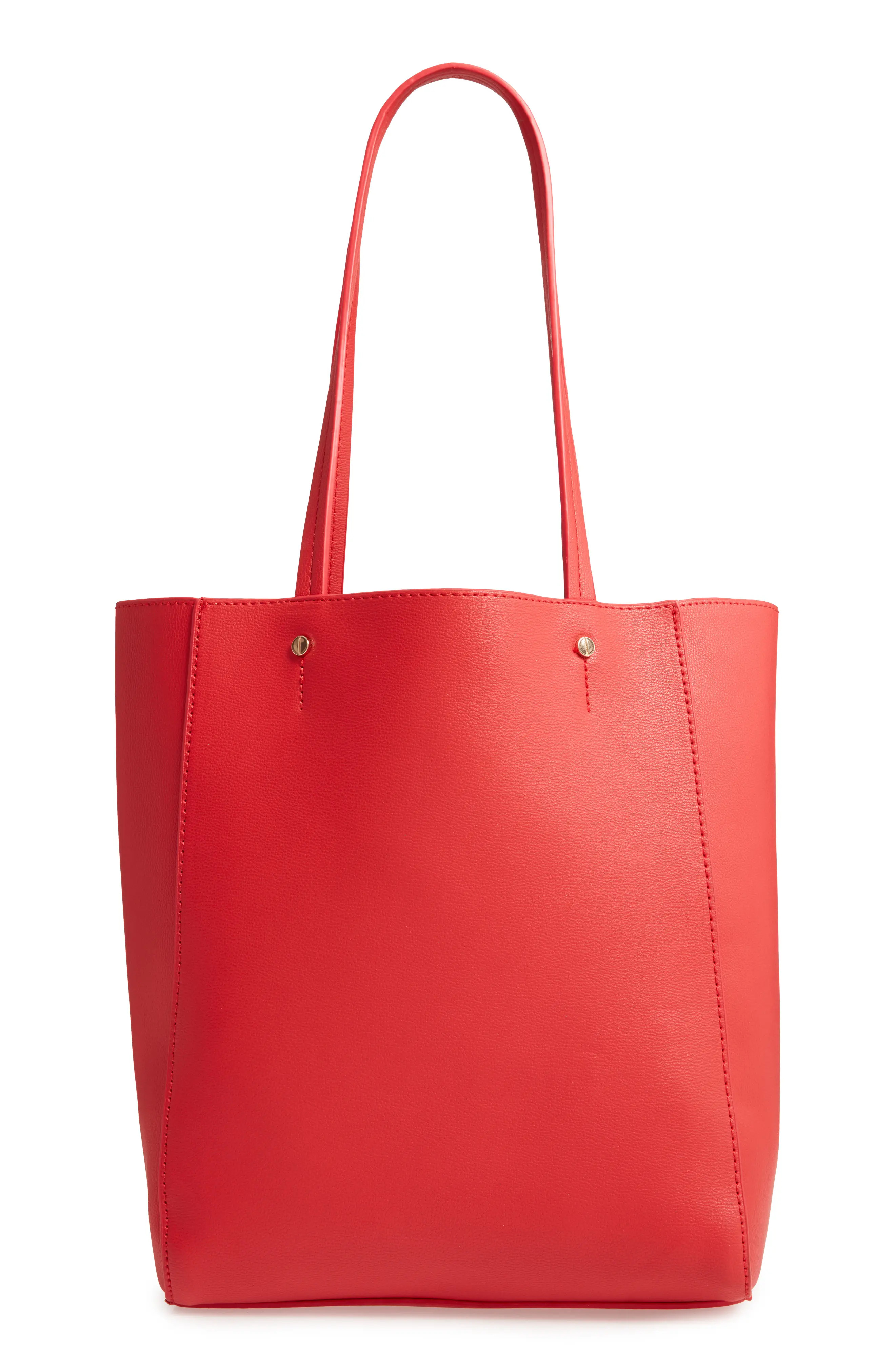 Mali + Lili Lucy North/south Vegan Leather Tote - Red | Nordstrom