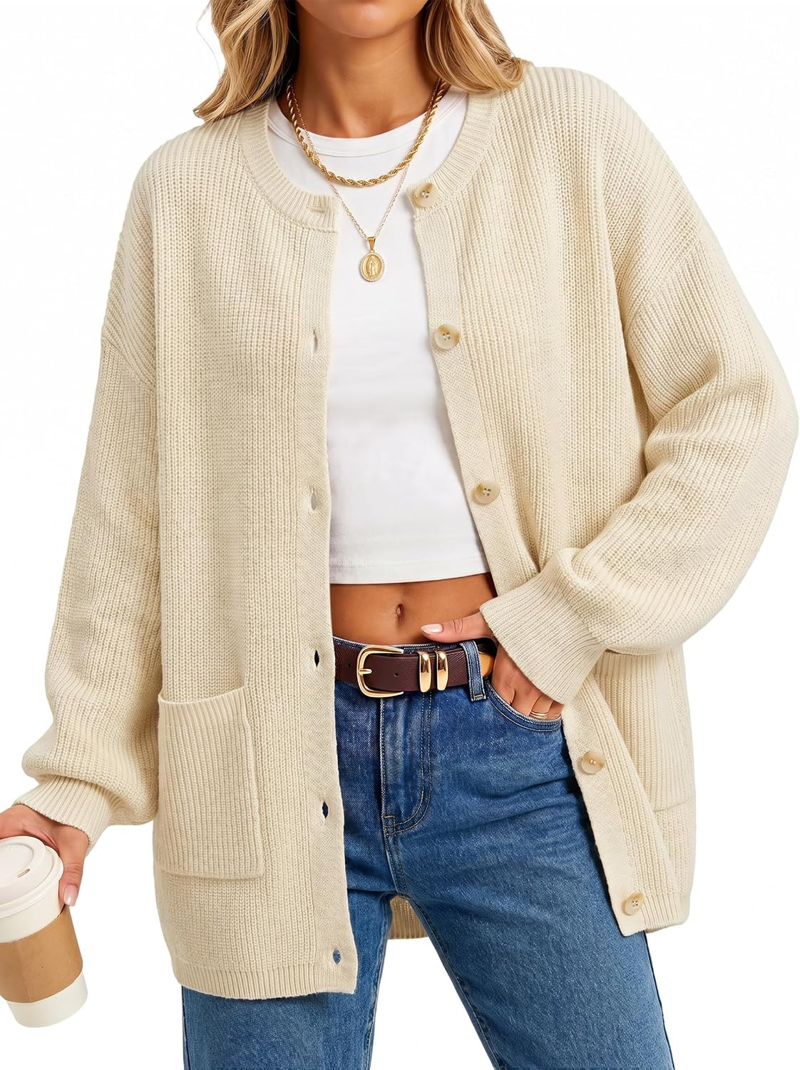 Arach&Cloz Women's Wool Blend Oversized Chunky Knit Fall Work Cardigans | Amazon (US)