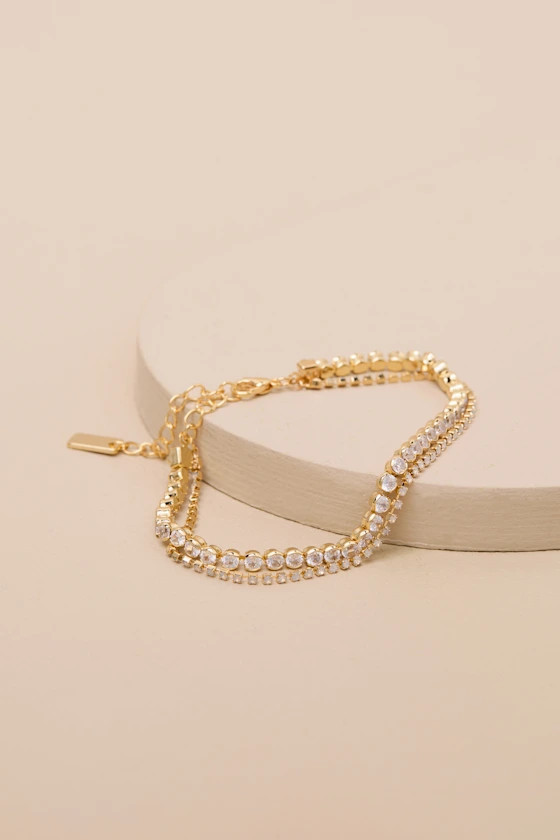 Sersah Gold Cubic Zirconia Layered Tennis Bracelet | Lulus