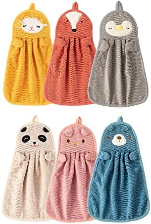 BATTILO HOME 6 Pack Cute Kids Hand Towels with Hanging Loop, Toddler Hanging Hand Towels Microfiber  | Amazon (US)
