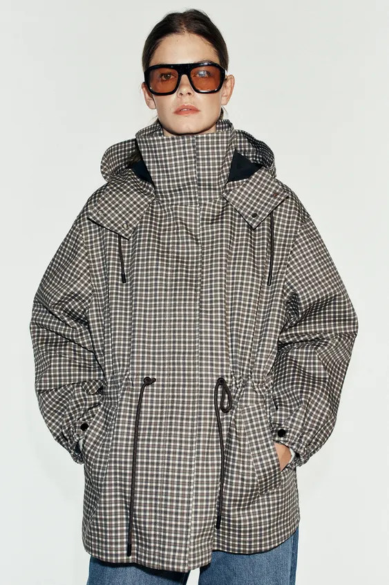 CHECKED HOODED JACKET | Zara UK